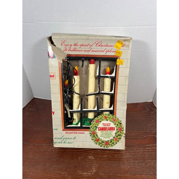 Vintage Holiday Musical Candelabra With 3 Faux Candles Plug-In Christmas Decor D - Picture 5 of 6